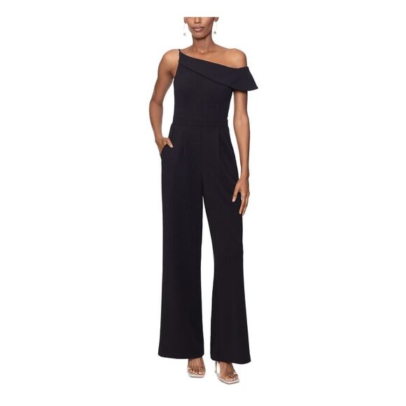 XSCAPE Pants - XSCAPE Womens Black Flutter Sleeve Party Straight leg Jumpsuit 14